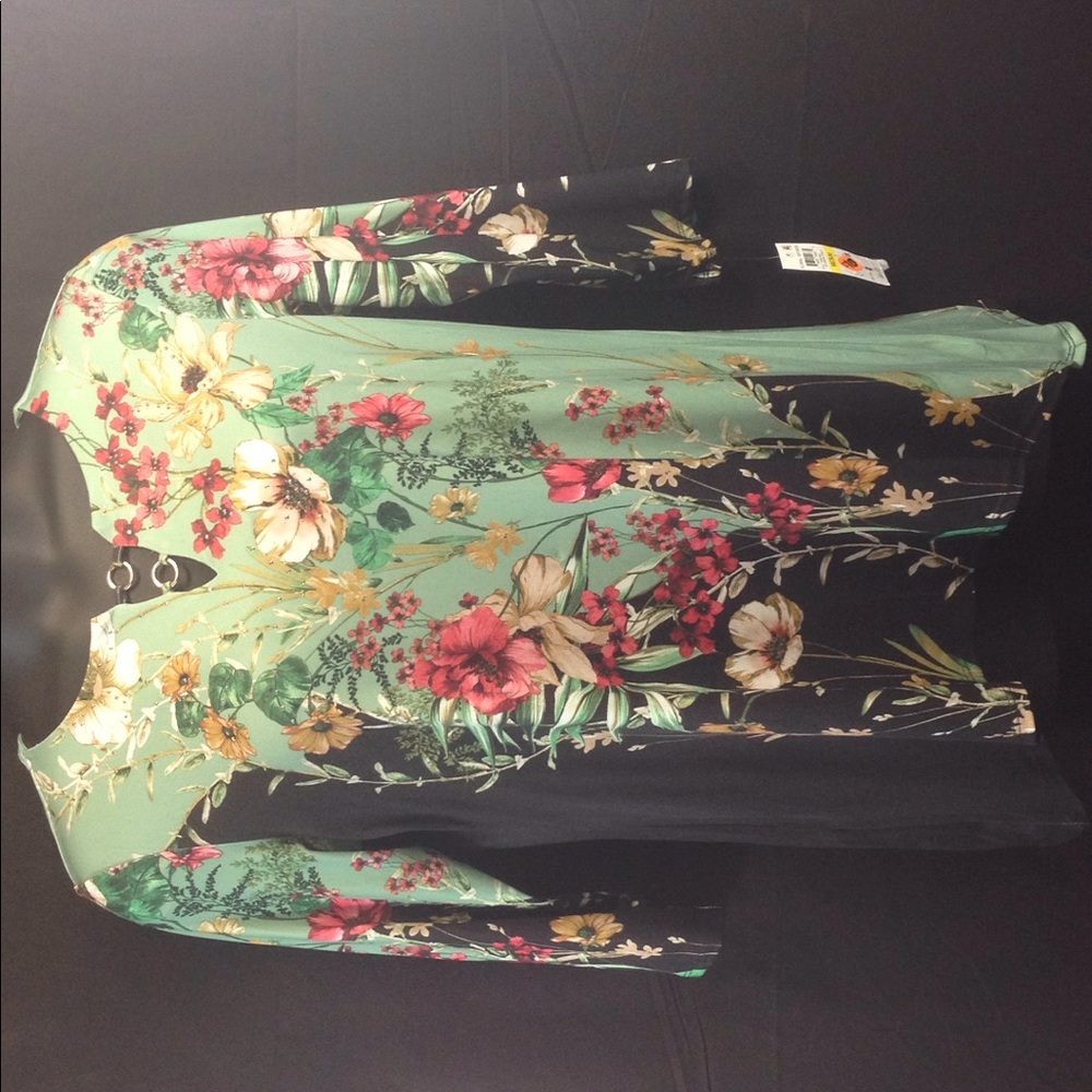 JM Collection Embellished Tunic Botanical M - Picture 3 of 4